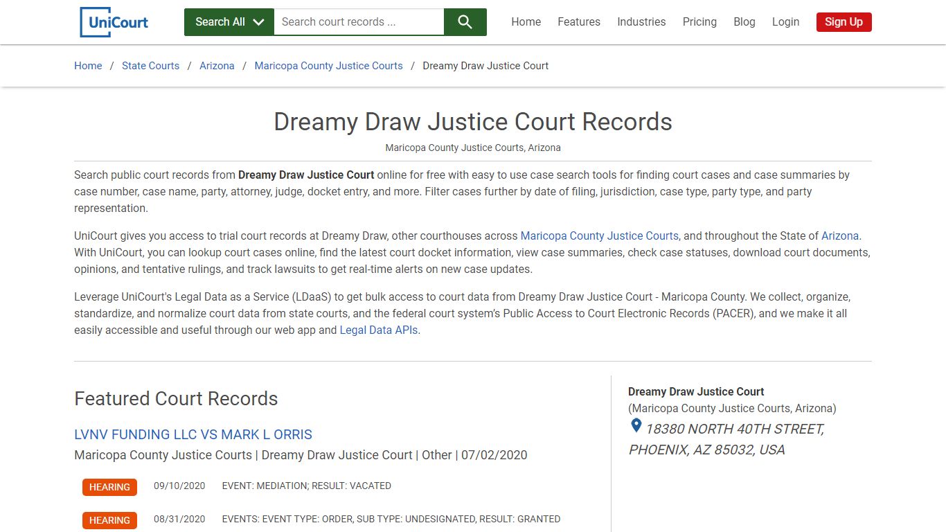 Dreamy Draw Justice Court Records | Maricopa | UniCourt